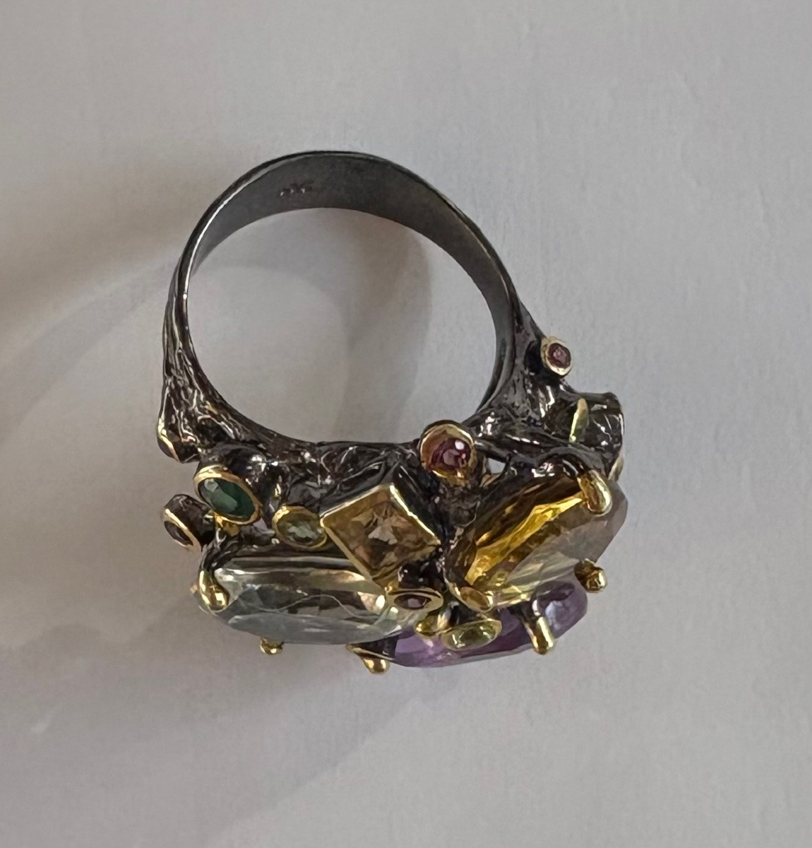 Silver Ring With Semi Precious Gemstones -photo-8