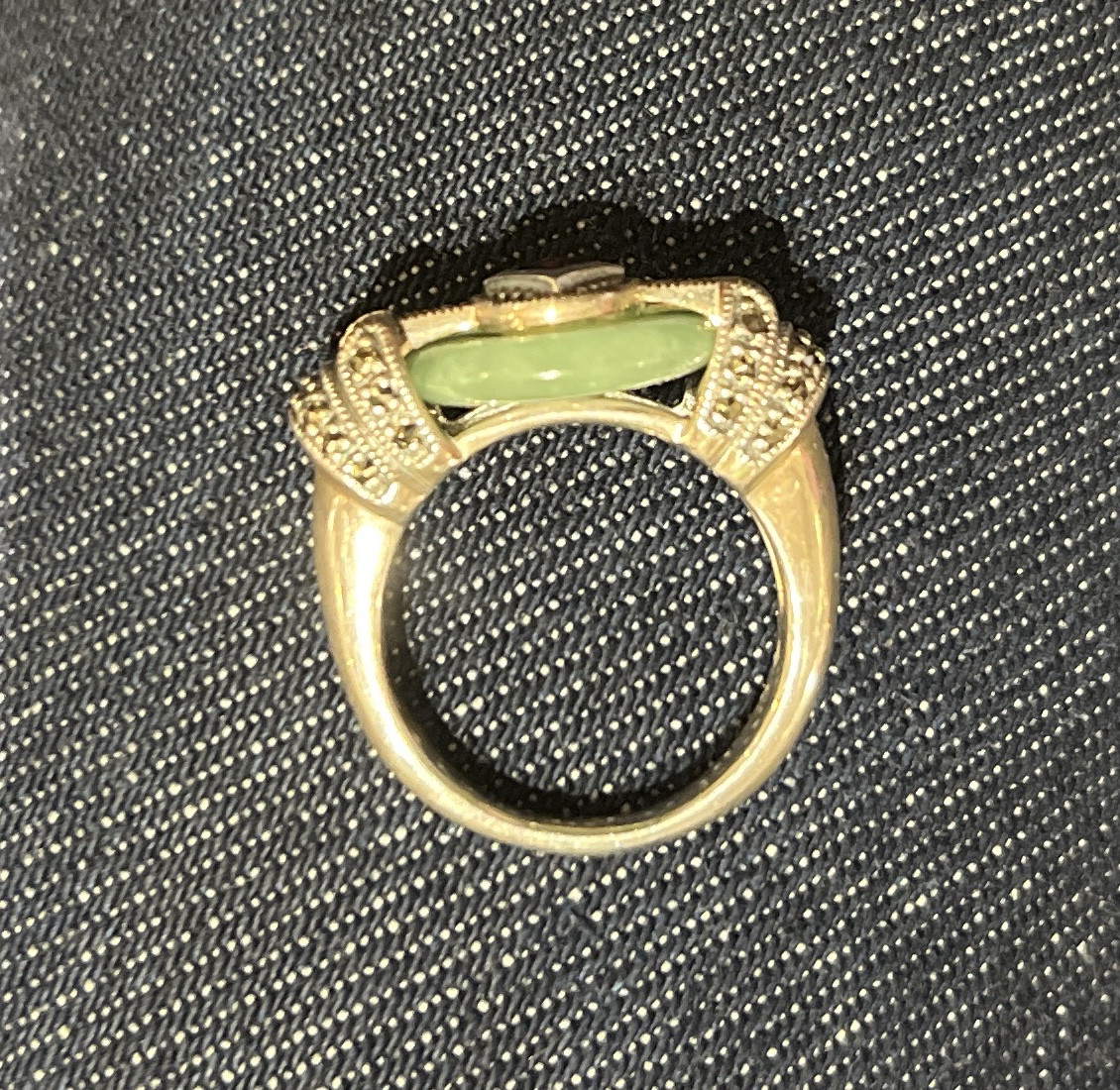 Silver Ring With Jade, Garnet, And Marcasite-photo-3