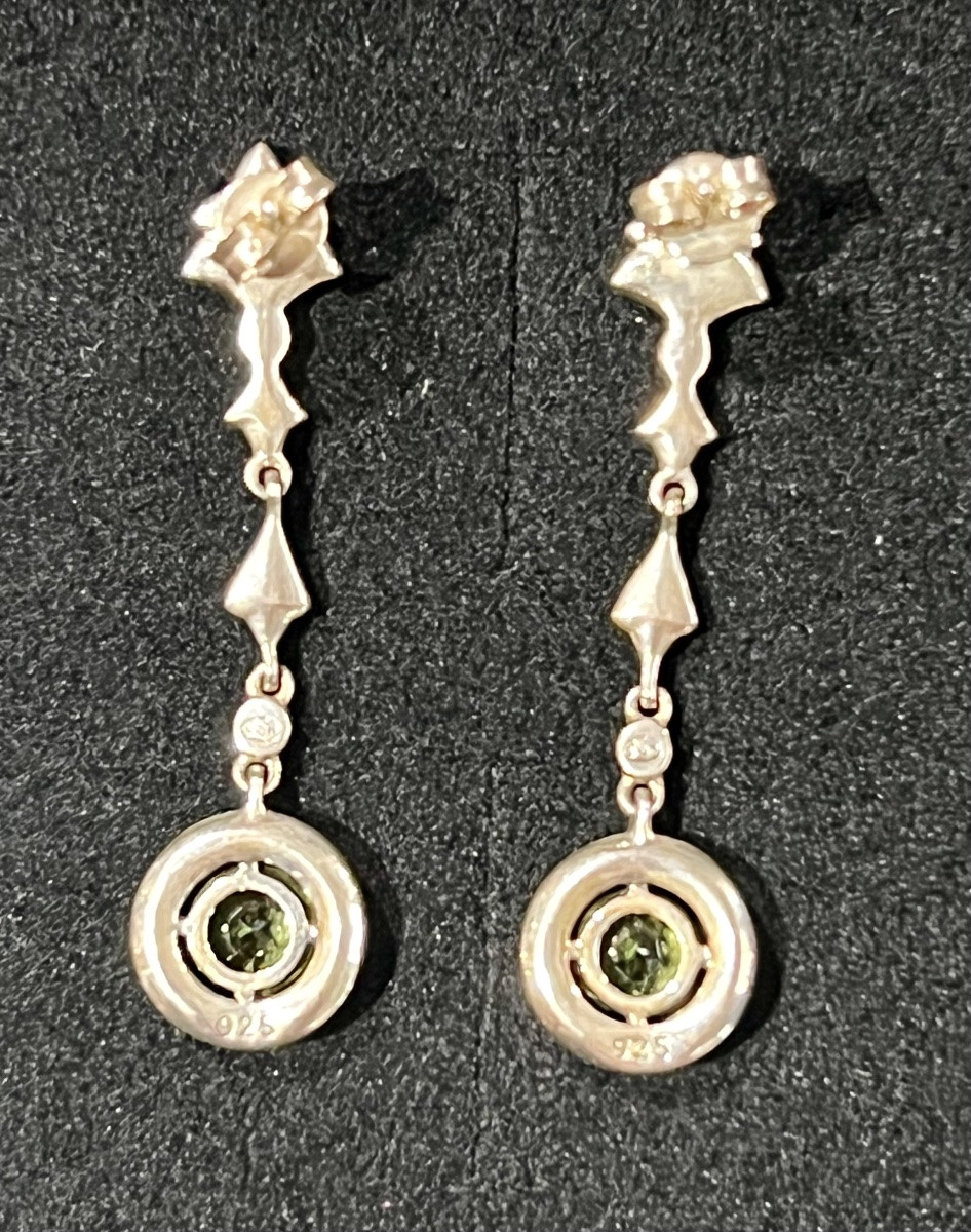 Silver Earrings With Peridot And Marcasite-photo-6