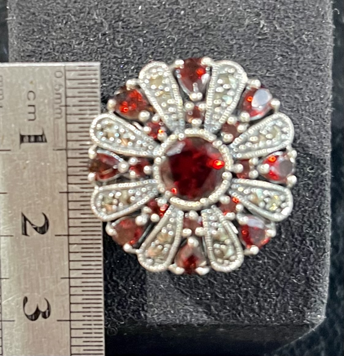 Bague argent grenats marcassites-photo-2