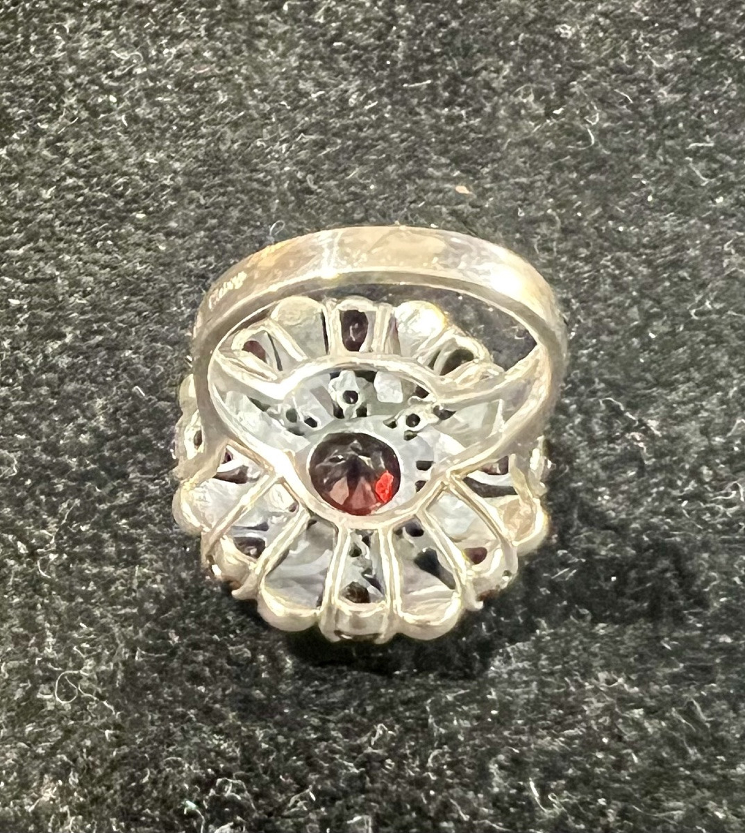 Bague argent grenats marcassites-photo-2