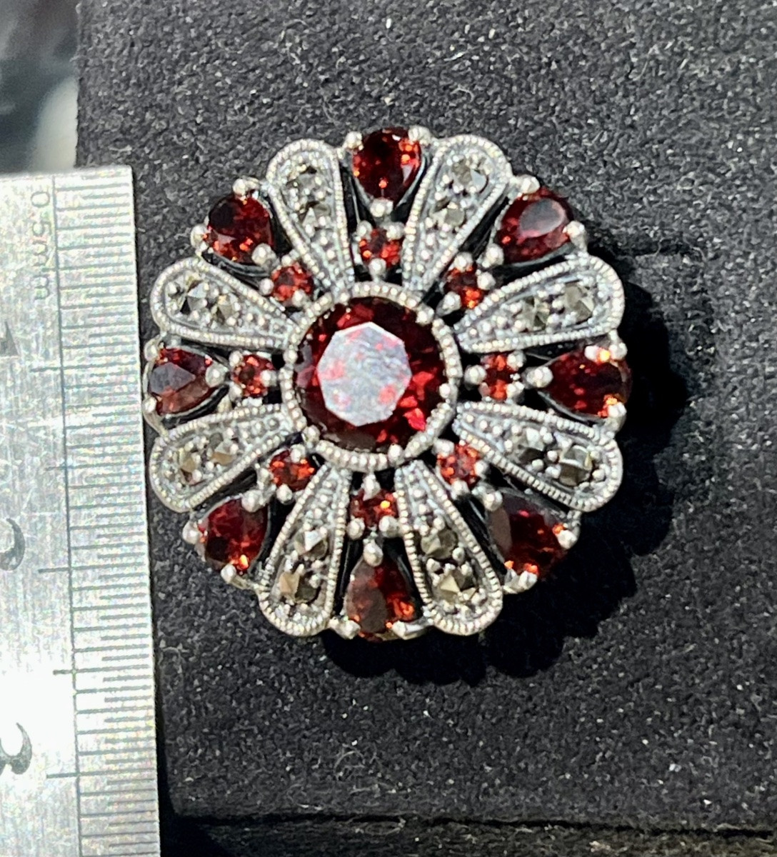 Bague argent grenats marcassites-photo-3