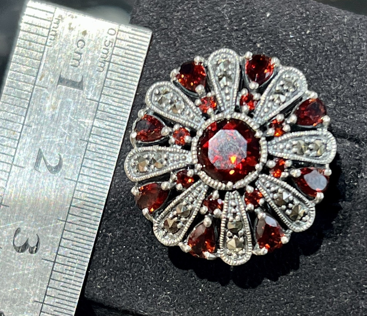 Bague argent grenats marcassites-photo-4