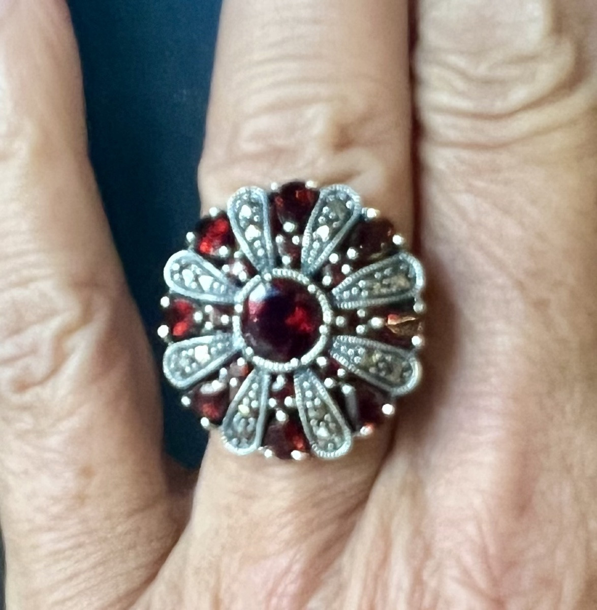 Bague argent grenats marcassites-photo-6