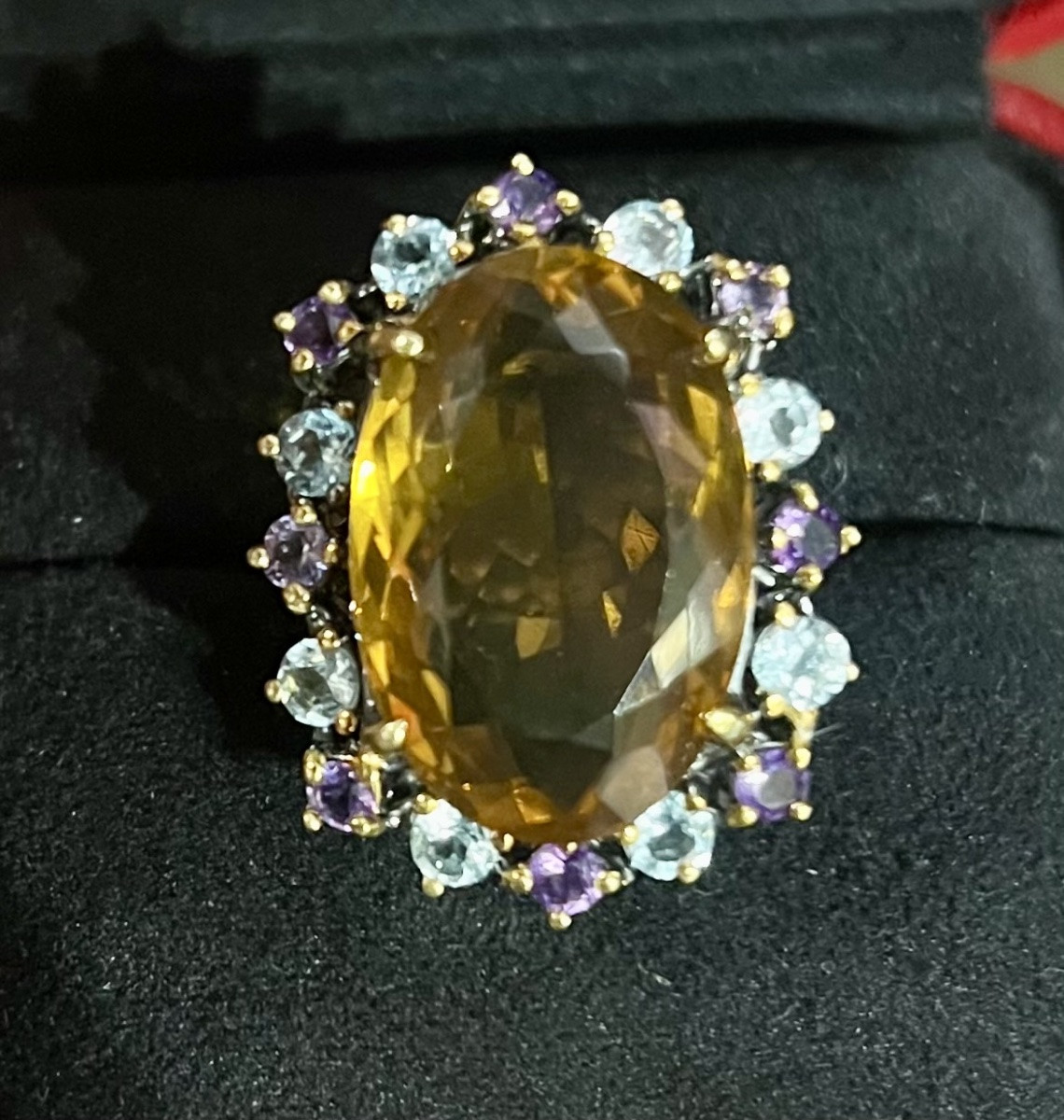 Bague argent citrine topazes  bleues  améthystes-photo-2