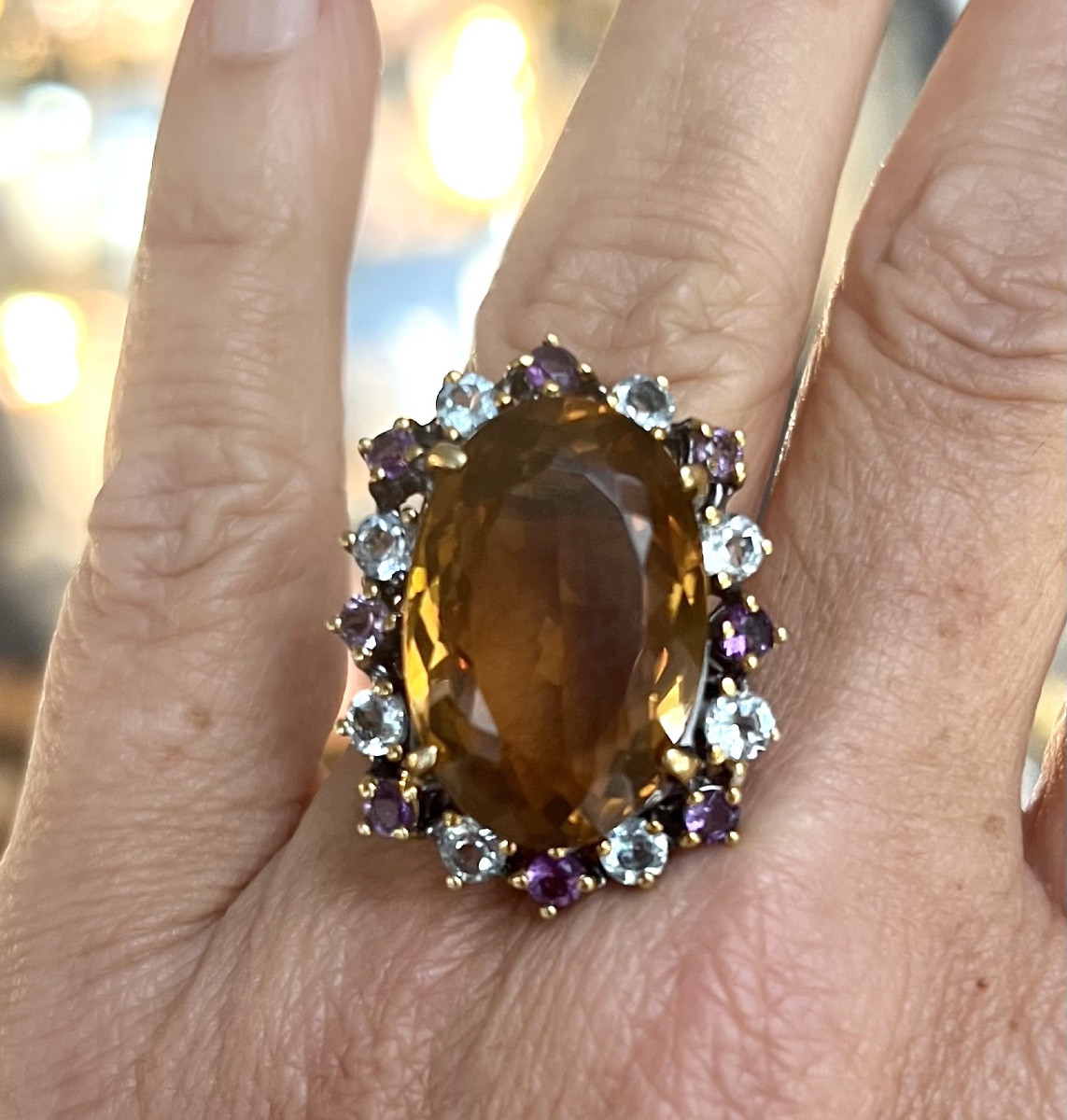 Bague argent citrine topazes  bleues  améthystes-photo-8