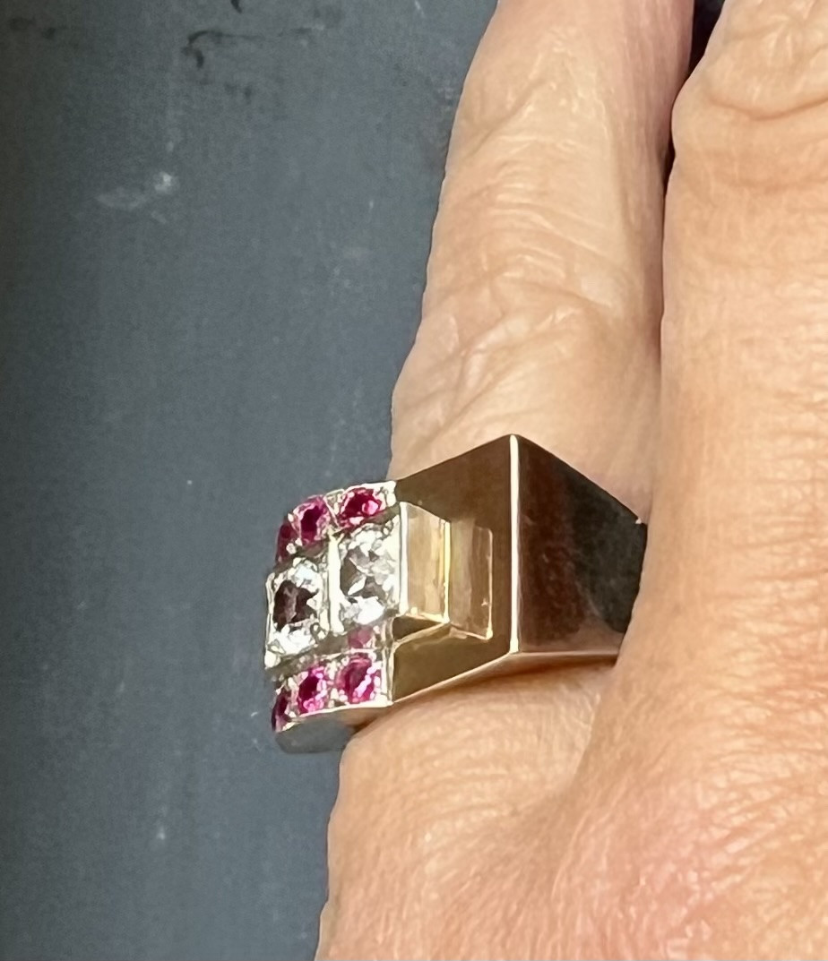 Vintage Silver And Gold Ring With Synthetic Stones -photo-4