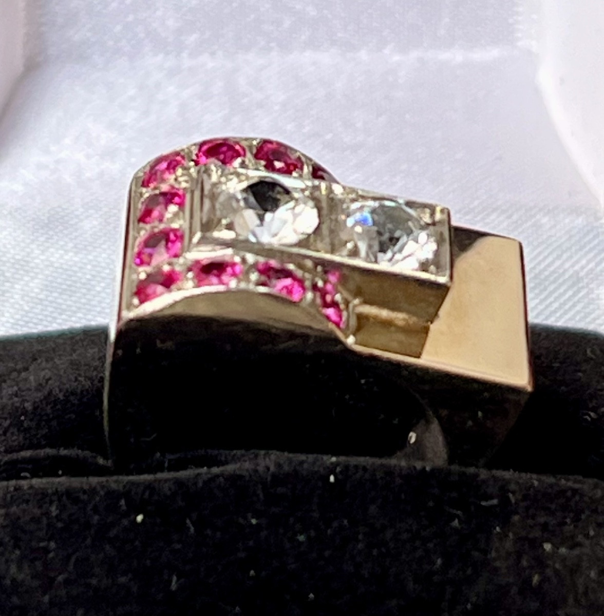 Vintage Silver And Gold Ring With Synthetic Stones -photo-4