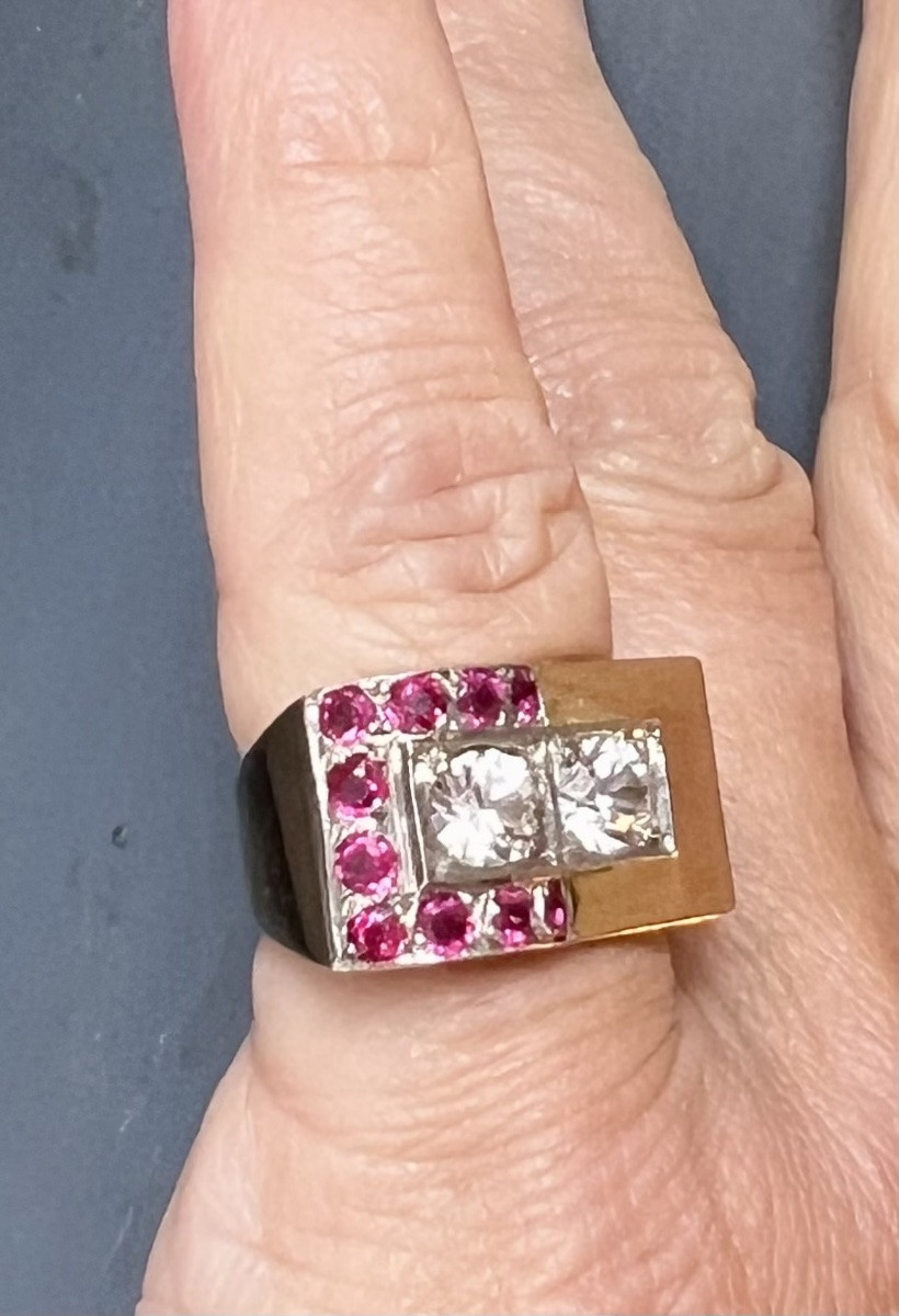 Vintage Silver And Gold Ring With Synthetic Stones -photo-6