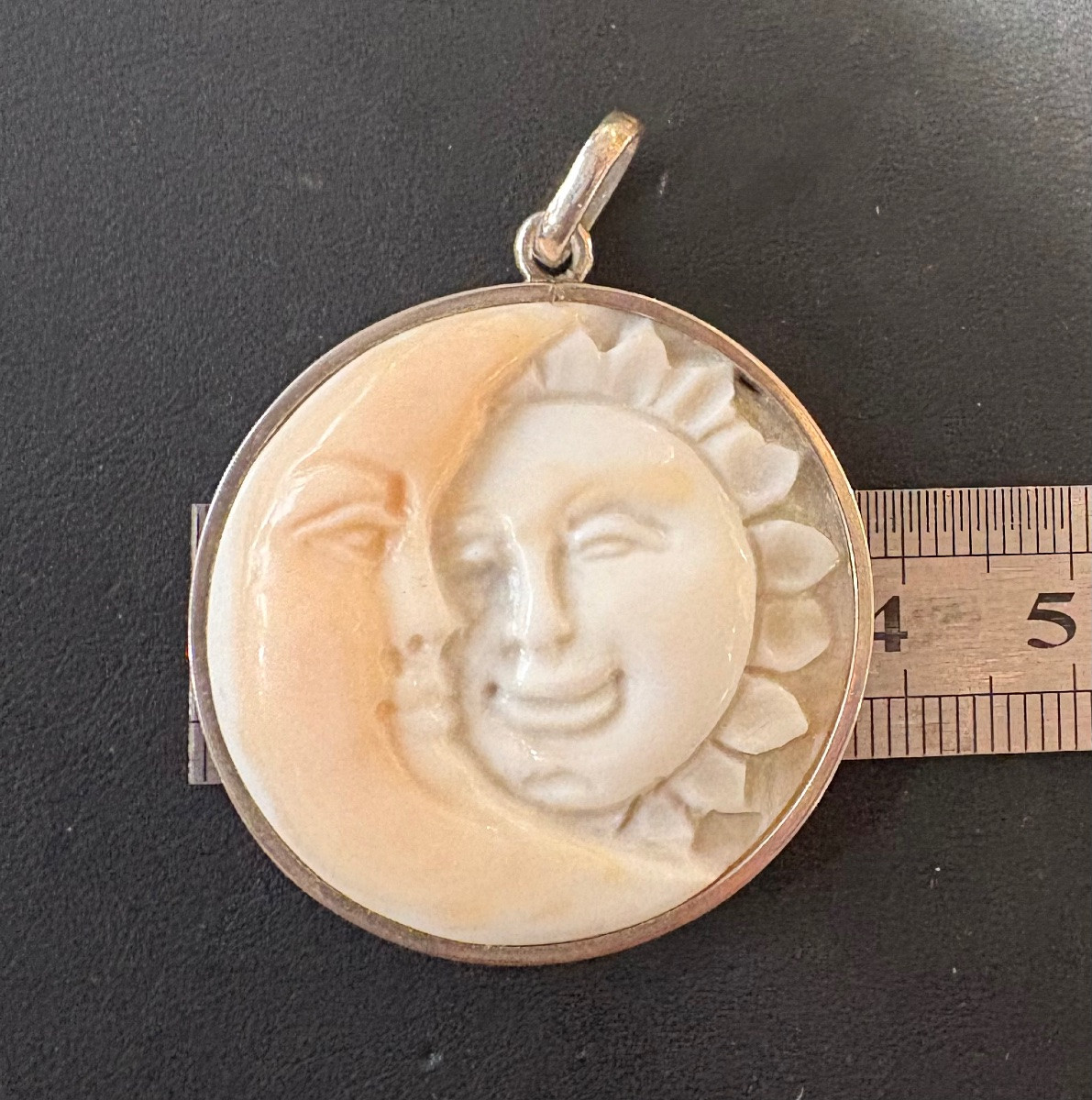 Pendentif camée coquillage lune soleil -photo-3
