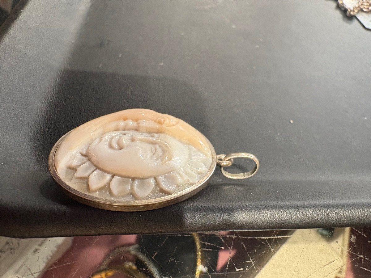 Pendentif camée coquillage lune soleil -photo-3