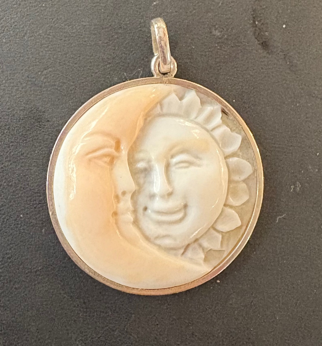 Pendentif camée coquillage lune soleil -photo-5