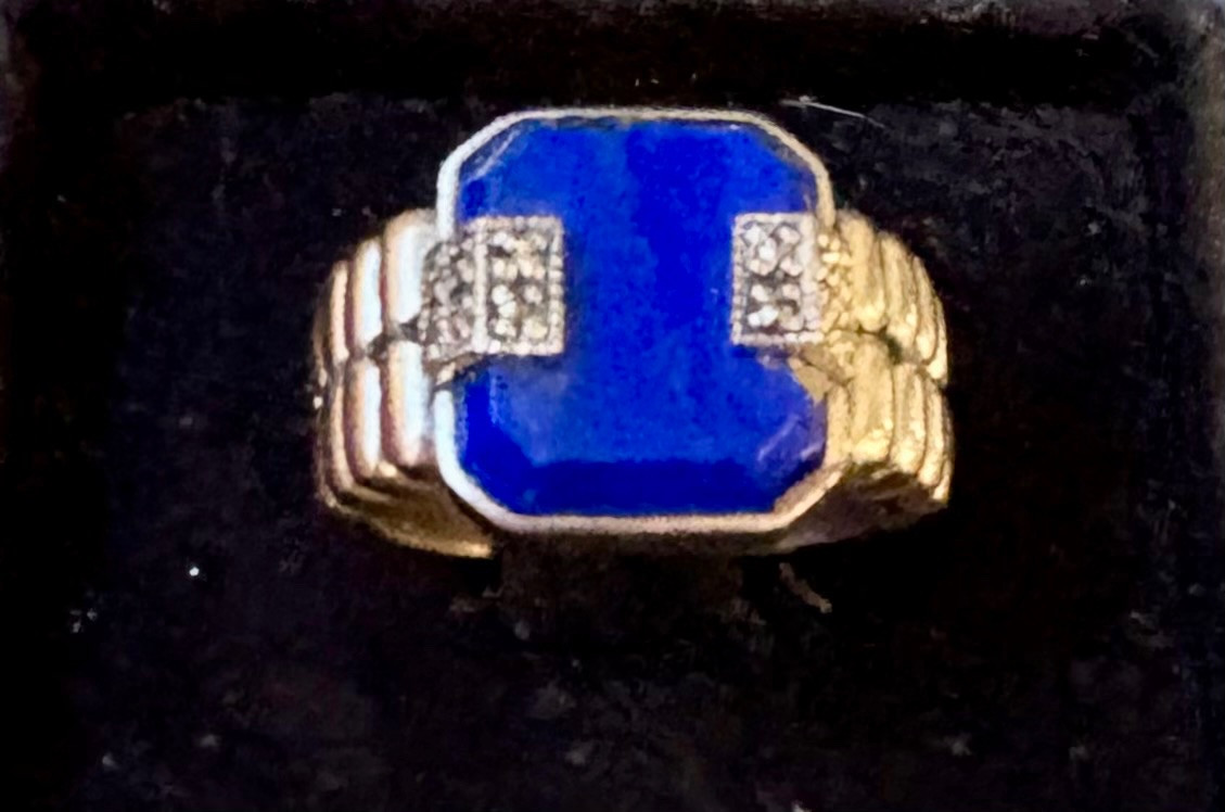 Bague argent lapis lazuli marcassites-photo-4