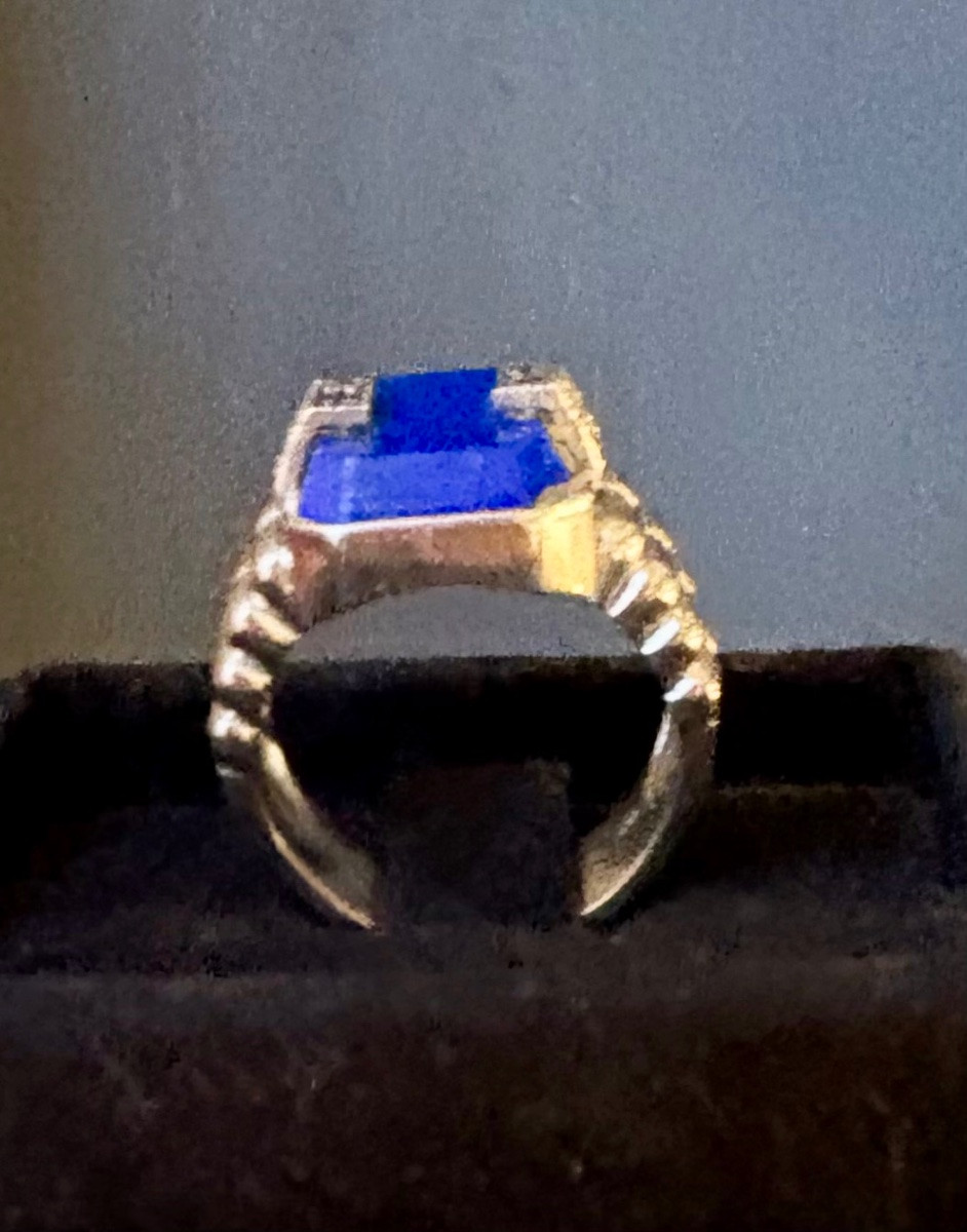 Bague argent lapis lazuli marcassites-photo-3