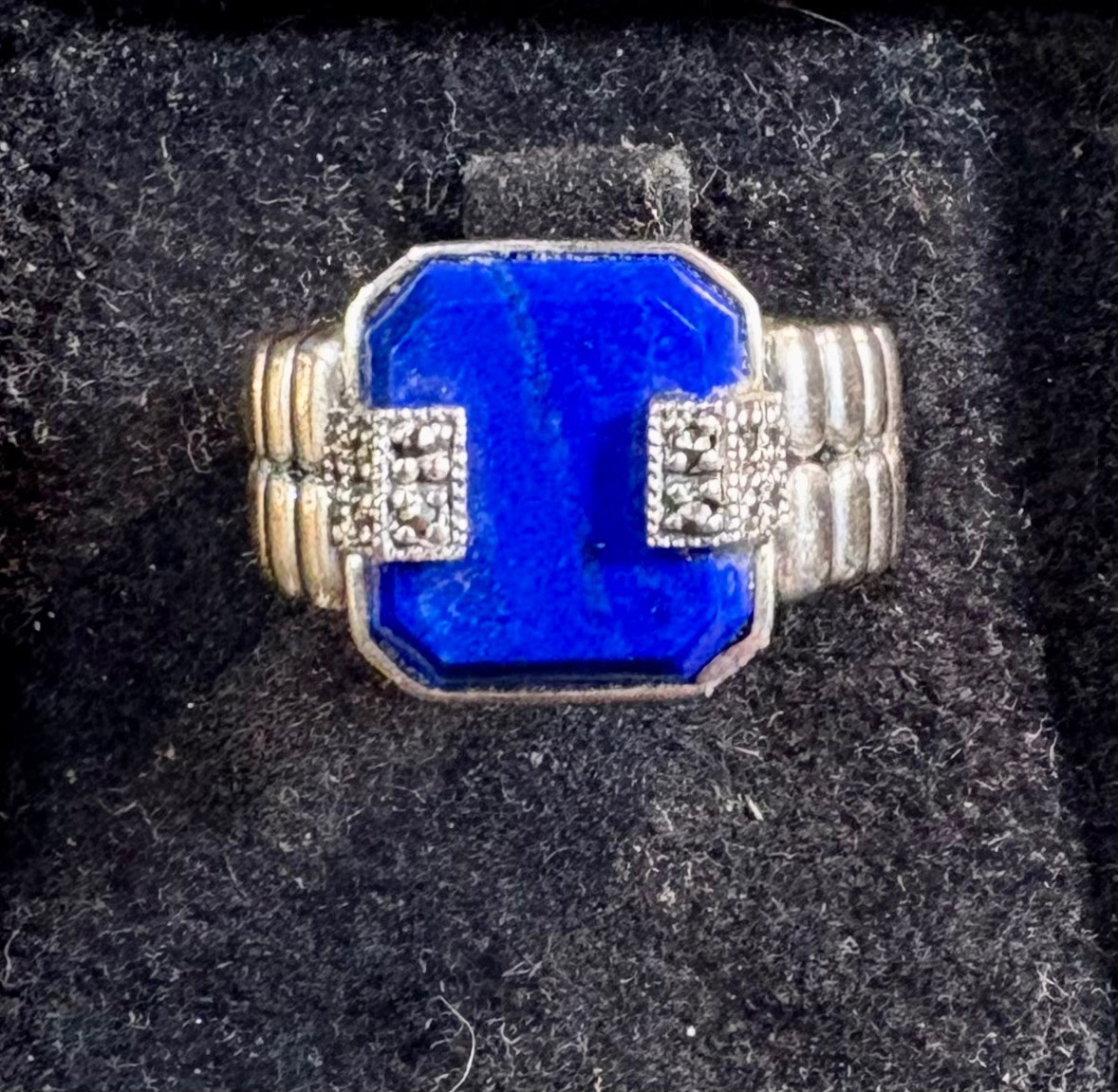 Bague argent lapis lazuli marcassites-photo-4