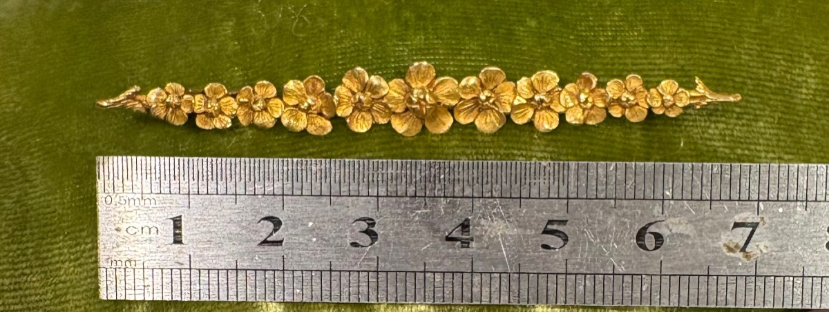 18k Gold “art Nouveau” Barrette Brooch-photo-3