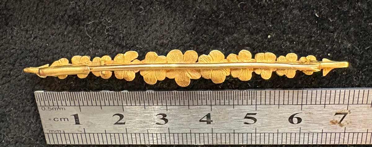 18k Gold “art Nouveau” Barrette Brooch-photo-4