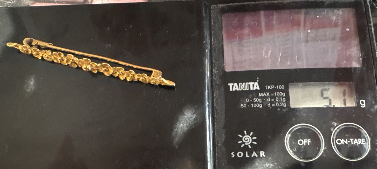 18k Gold “art Nouveau” Barrette Brooch-photo-2