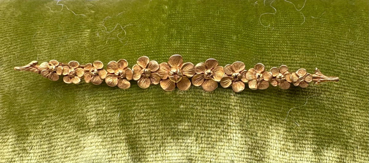 18k Gold “art Nouveau” Barrette Brooch-photo-1