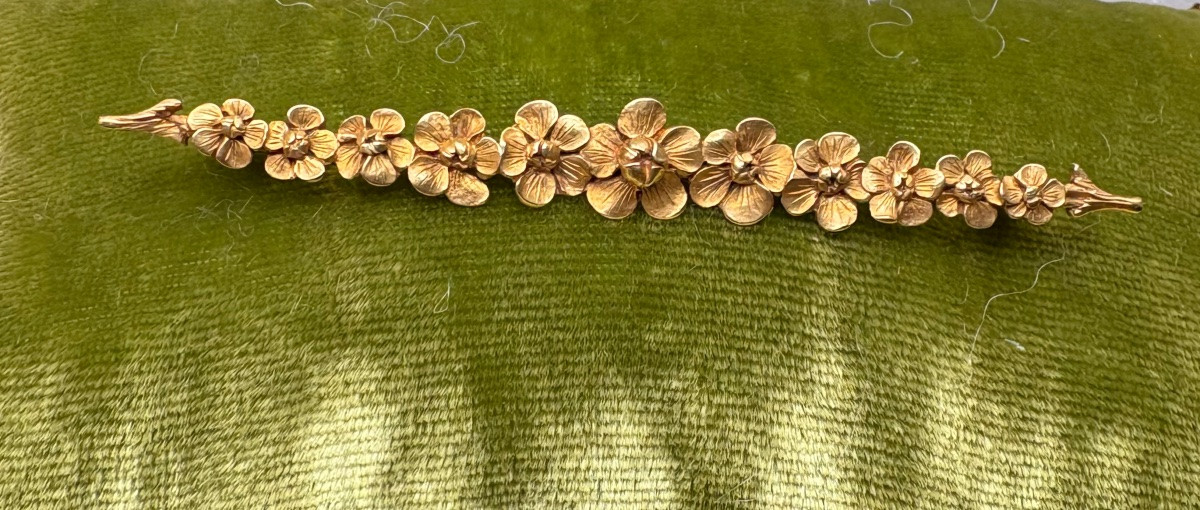 18k Gold “art Nouveau” Barrette Brooch-photo-2