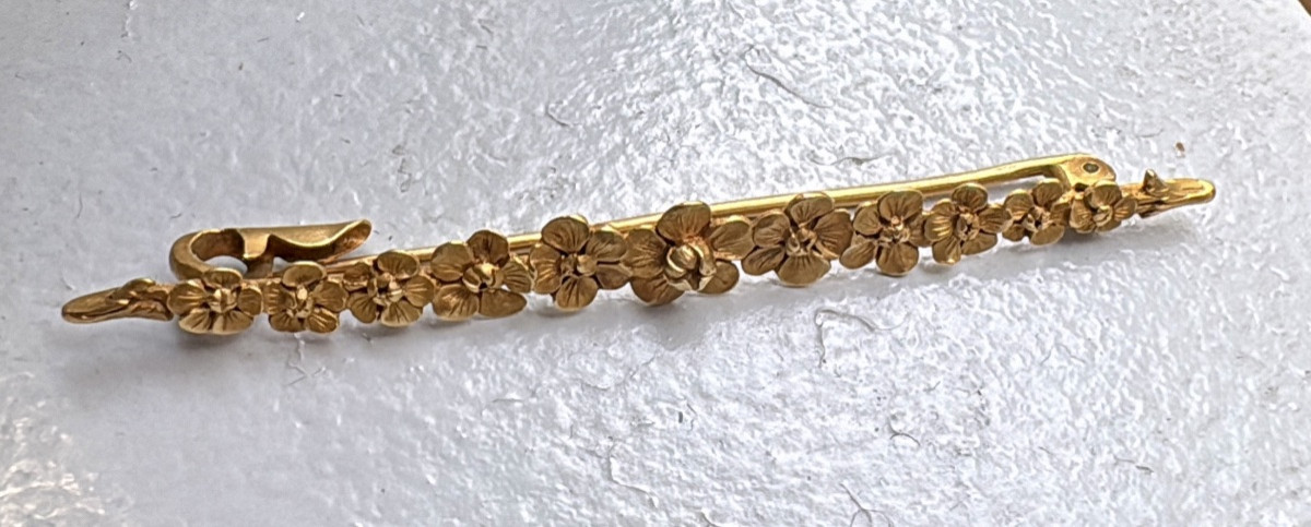 18k Gold “art Nouveau” Barrette Brooch-photo-3