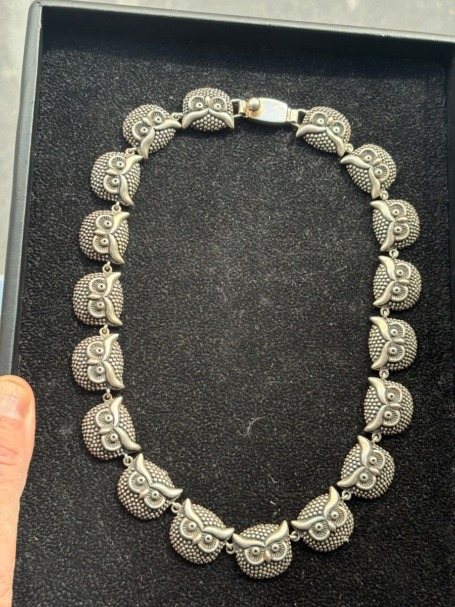 Collier argent hiboux mexicain Taxco-photo-4