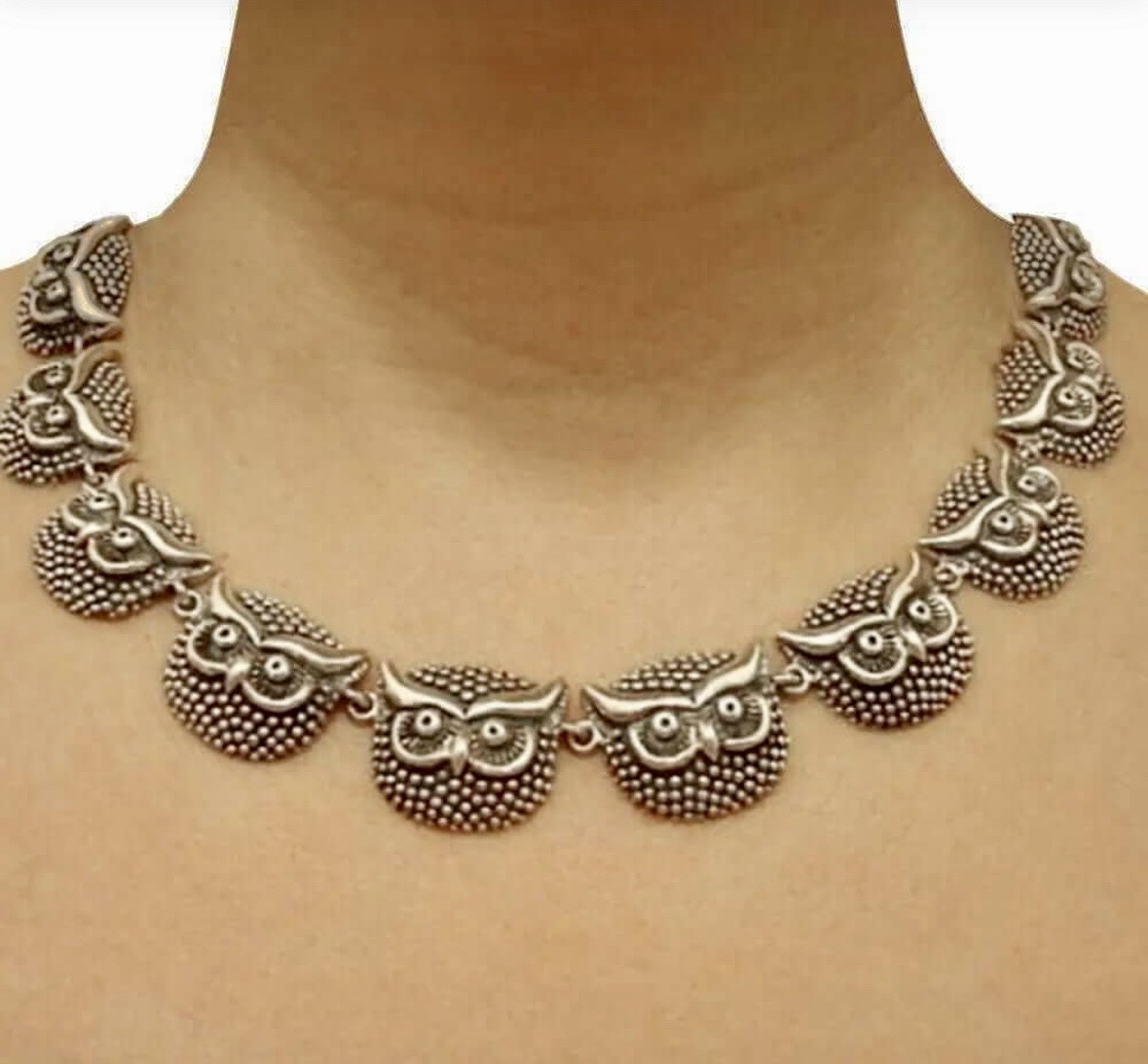 Collier argent hiboux -photo-4