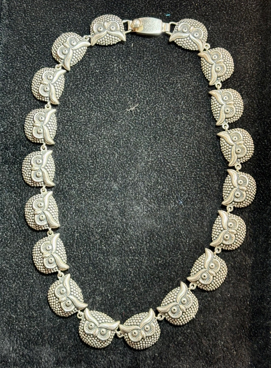 Collier argent hiboux mexicain Taxco-photo-2