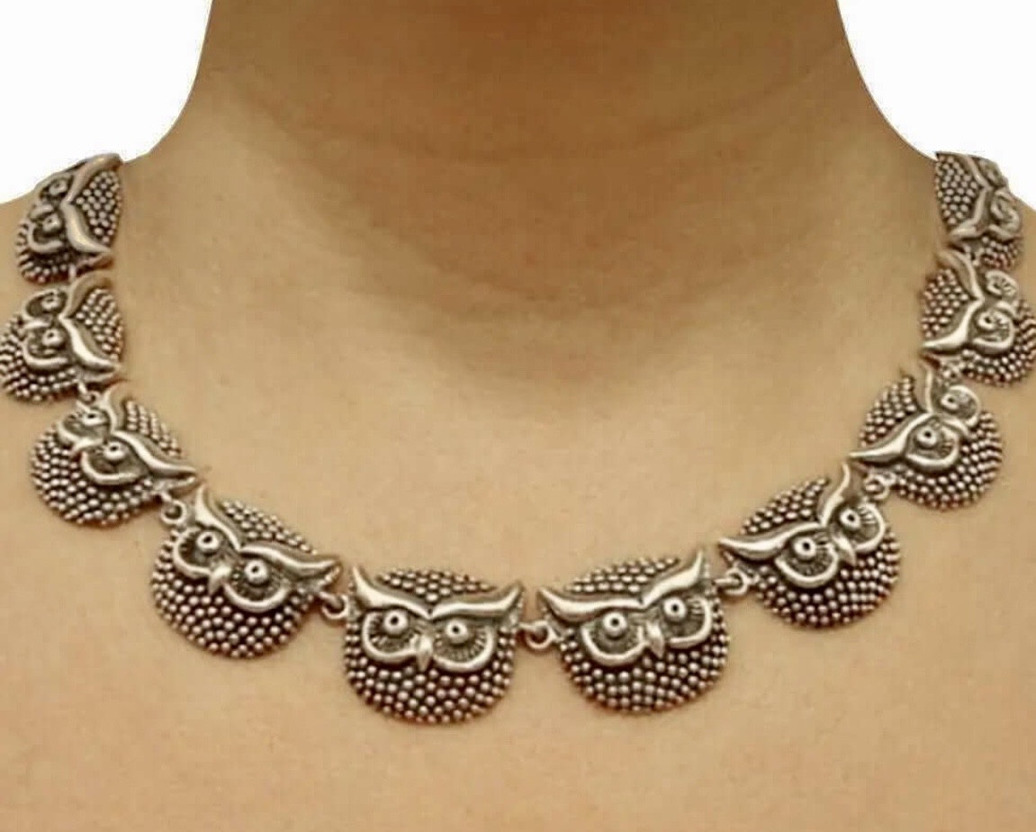 Collier argent hiboux 