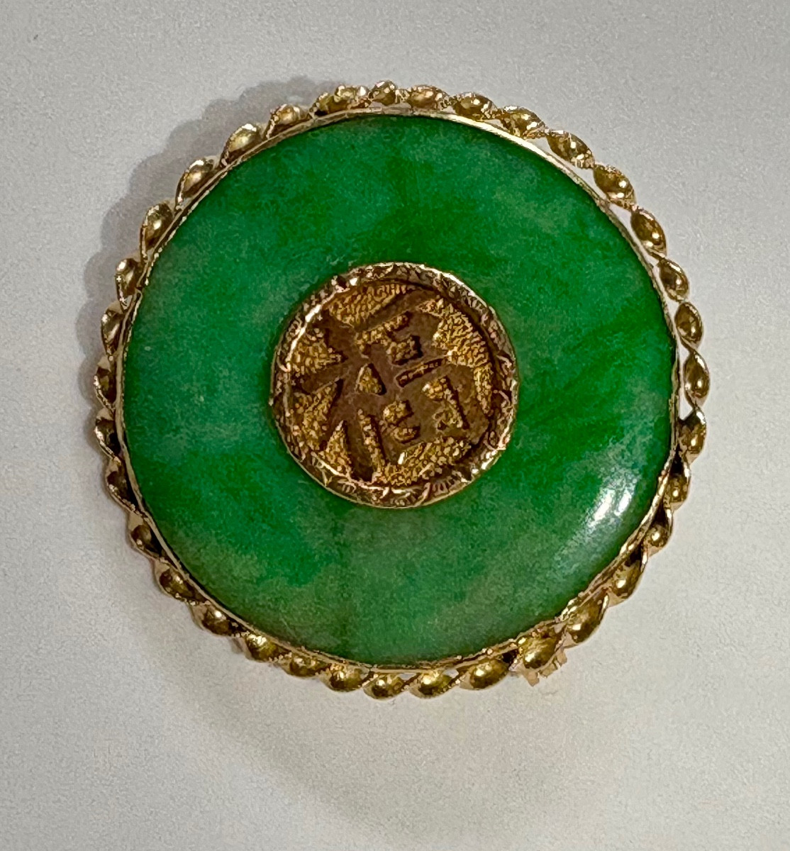 Jade And Gold Brooch
