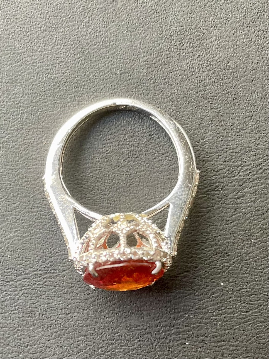 White Gold Diamond Garnet Mandarin Ring-photo-2