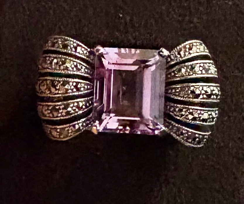Bague argent améthyste marcassites-photo-2