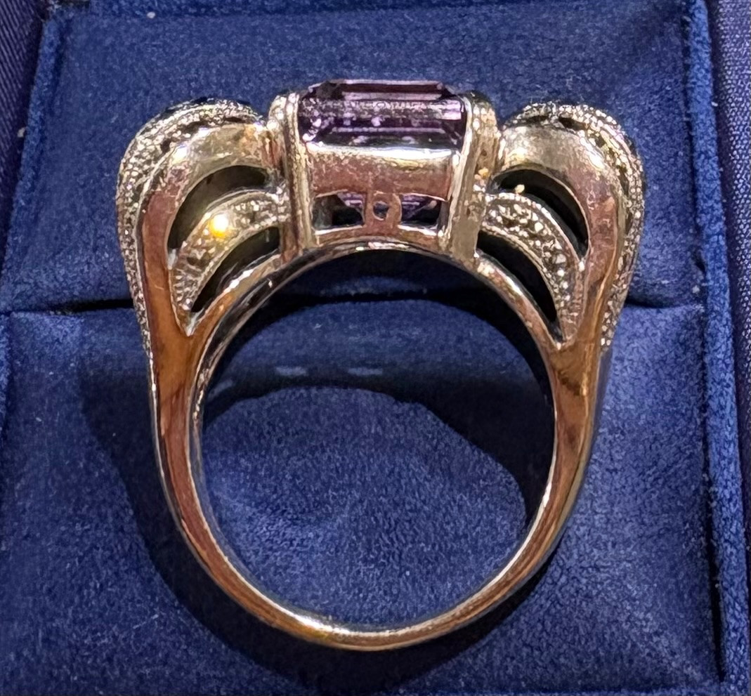 Silver Amethyst Marcasite Ring-photo-1