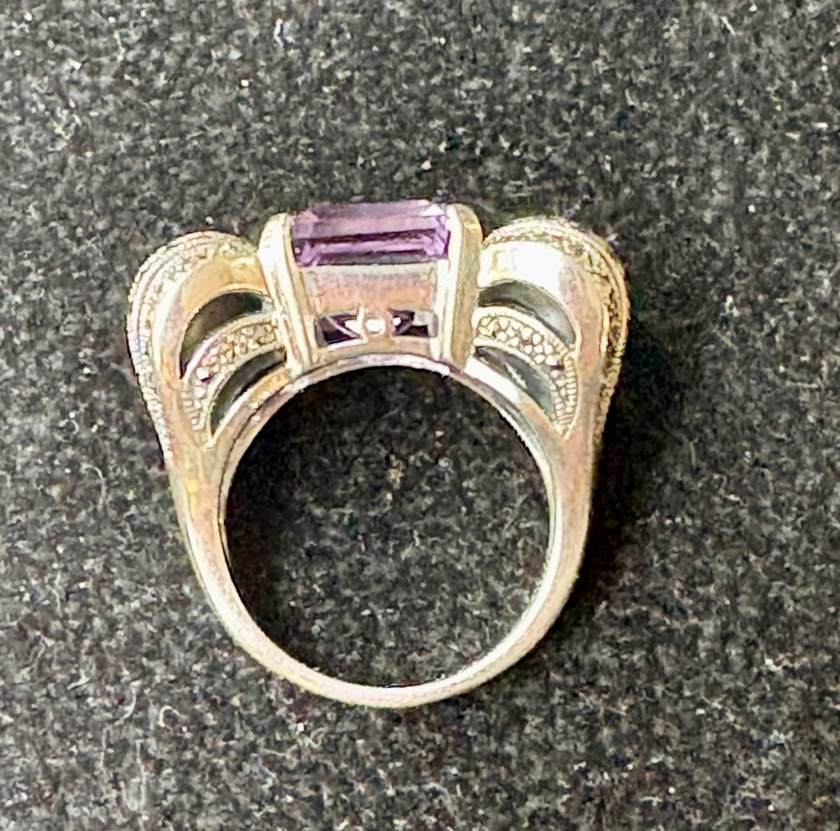Silver Amethyst Marcasite Ring-photo-4