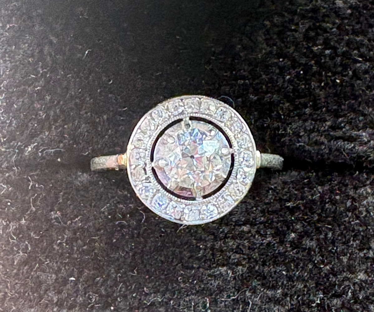 Bague or diamants taille ancienne -photo-3