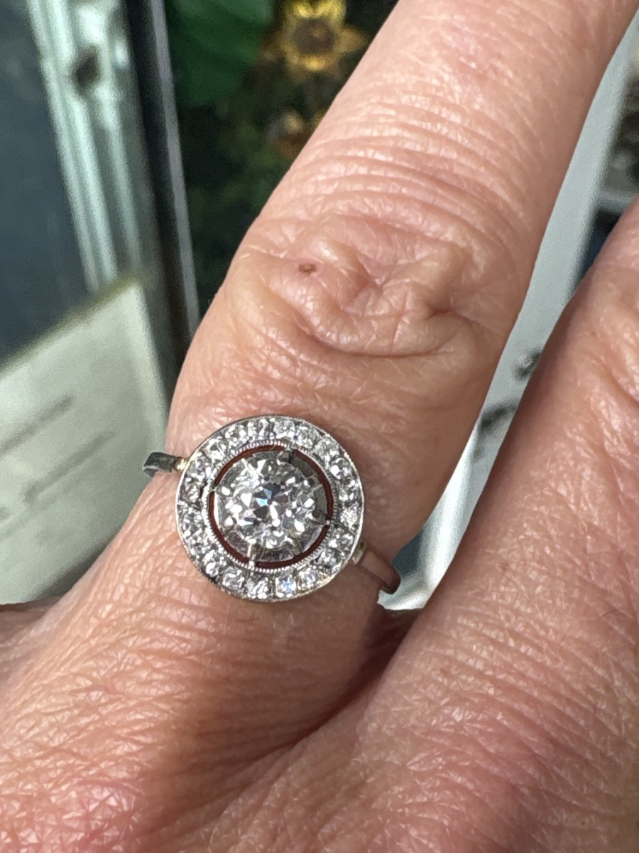 Bague or diamants taille ancienne -photo-1