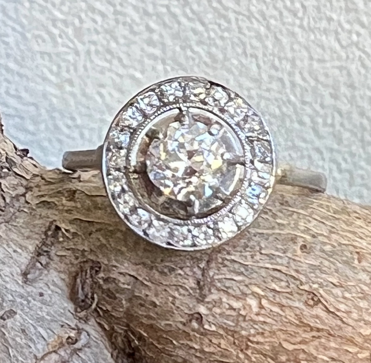 Bague or diamants taille ancienne 