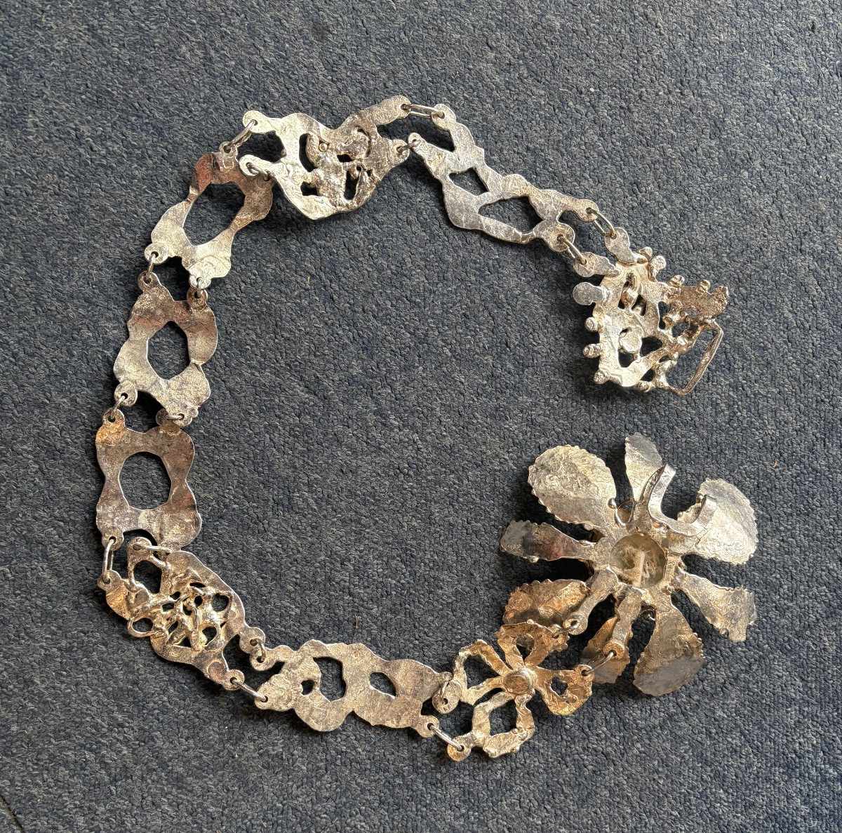 Vintage Silver Metal Belt Signed -photo-3