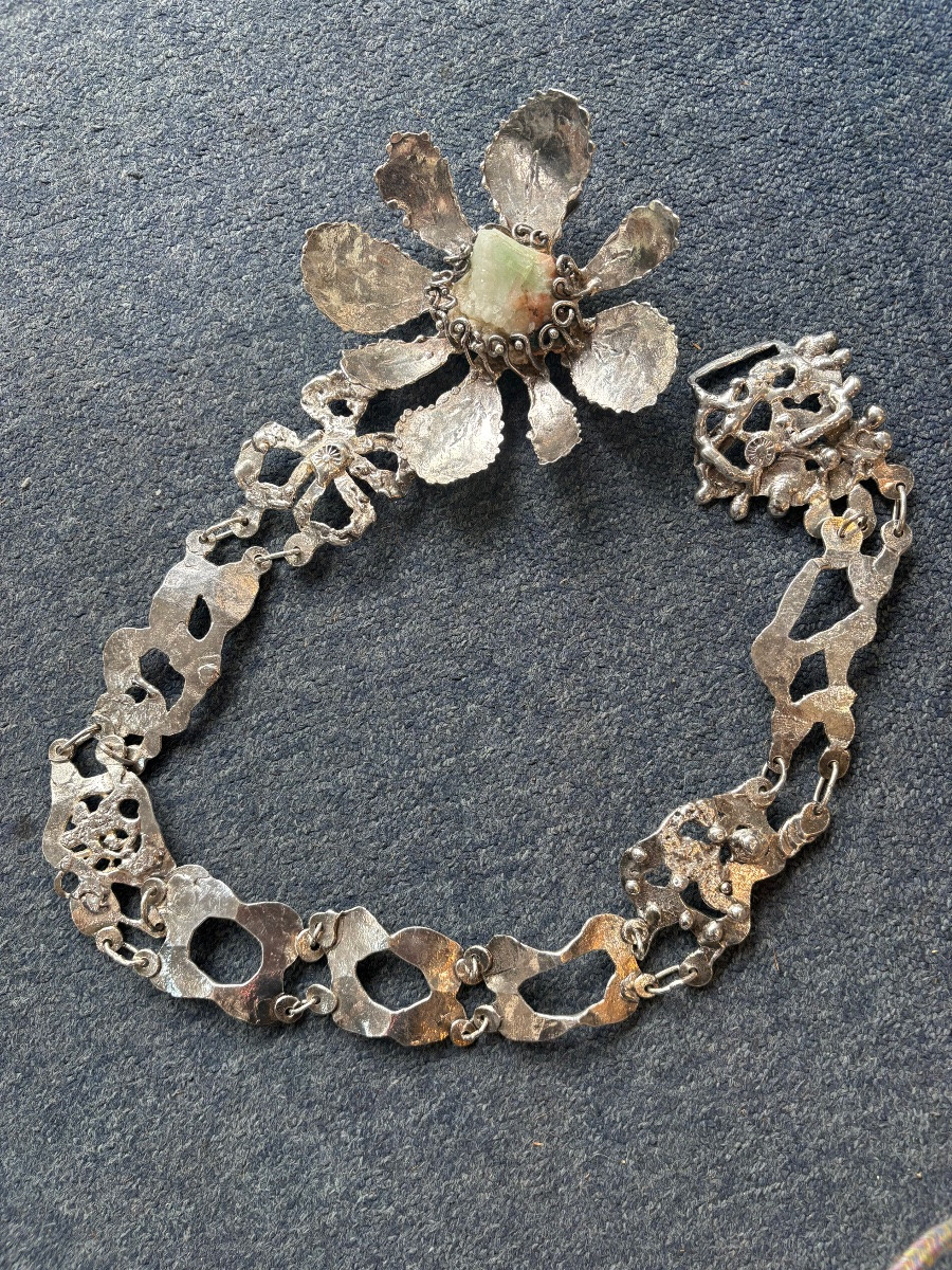 Vintage Silver Metal Belt Signed -photo-4