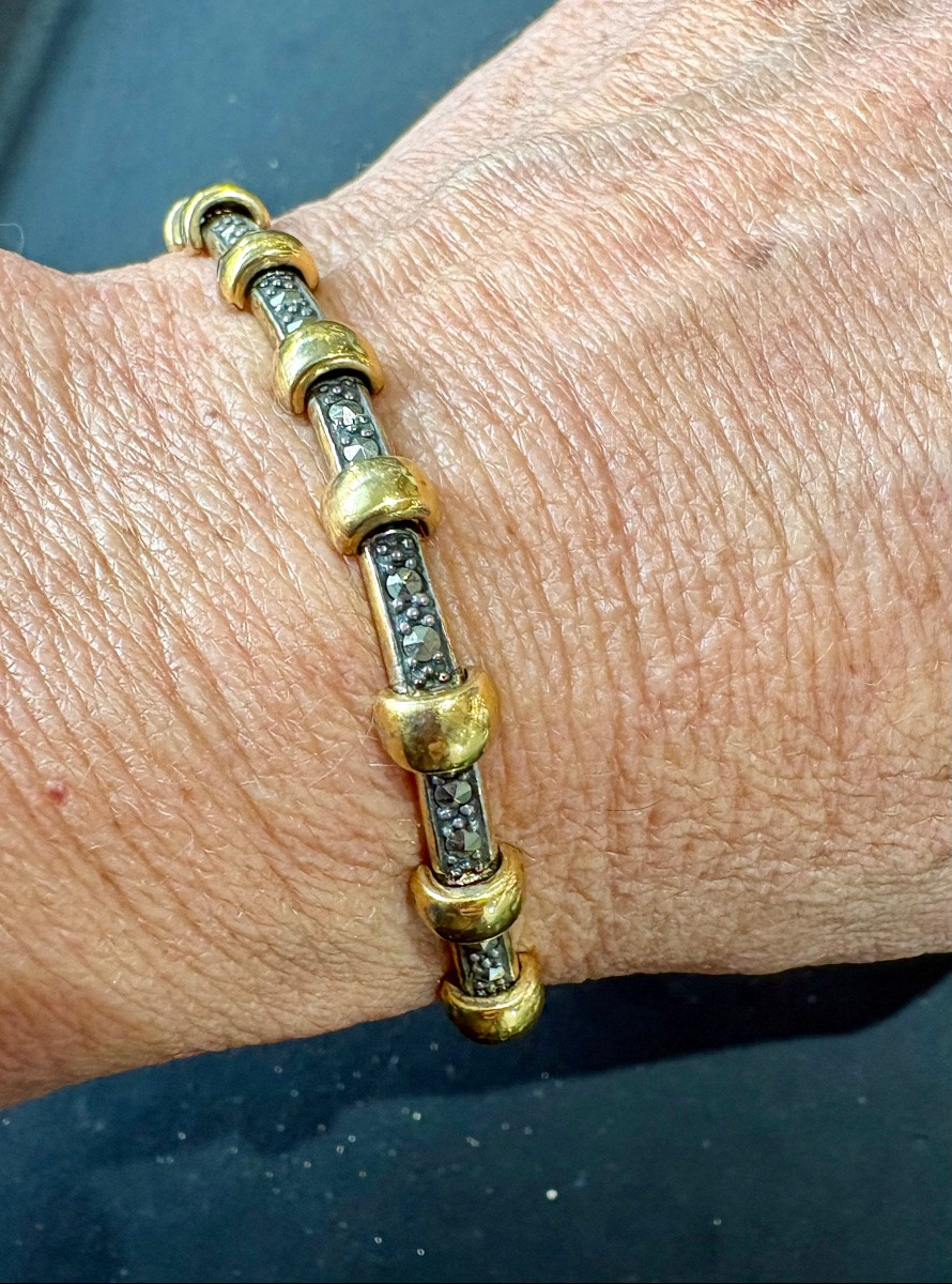 Bracelet argent vermeil et marcassites -photo-2