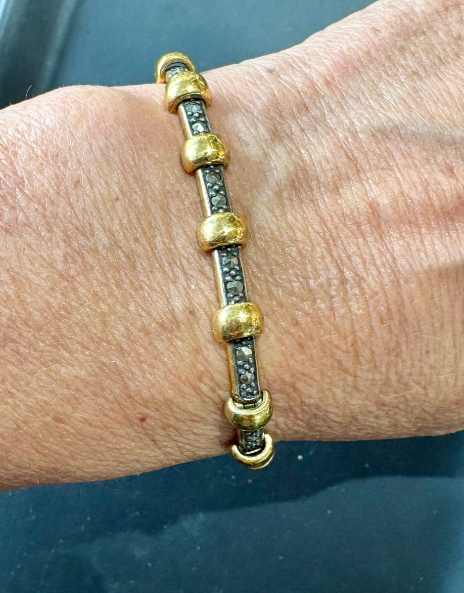 Bracelet argent vermeil et marcassites -photo-6