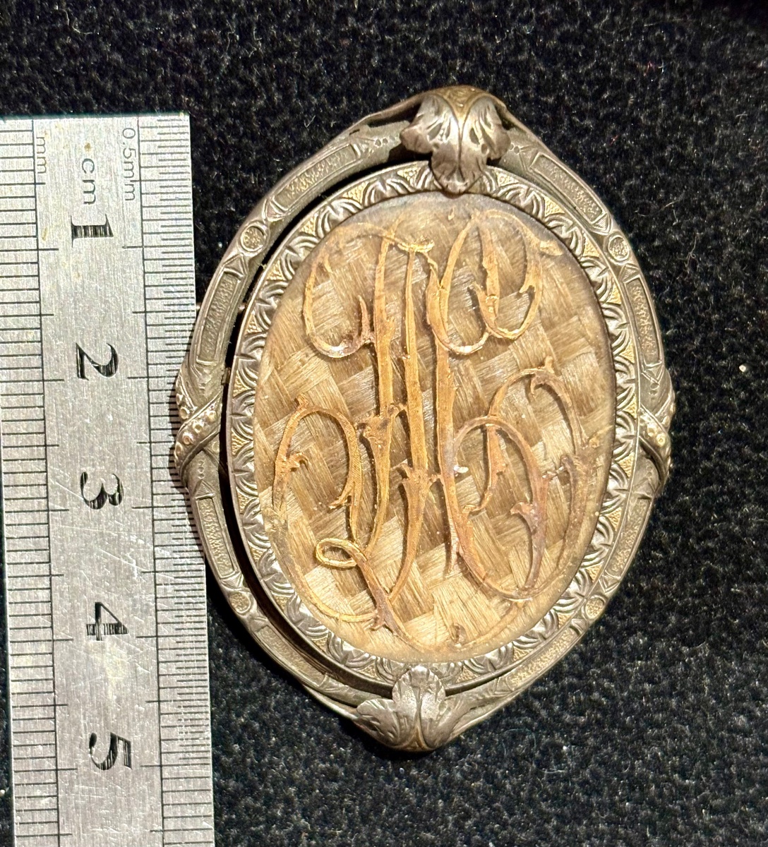 Antic Brooch Silver And Gold Reliquary Braided Hair-photo-2