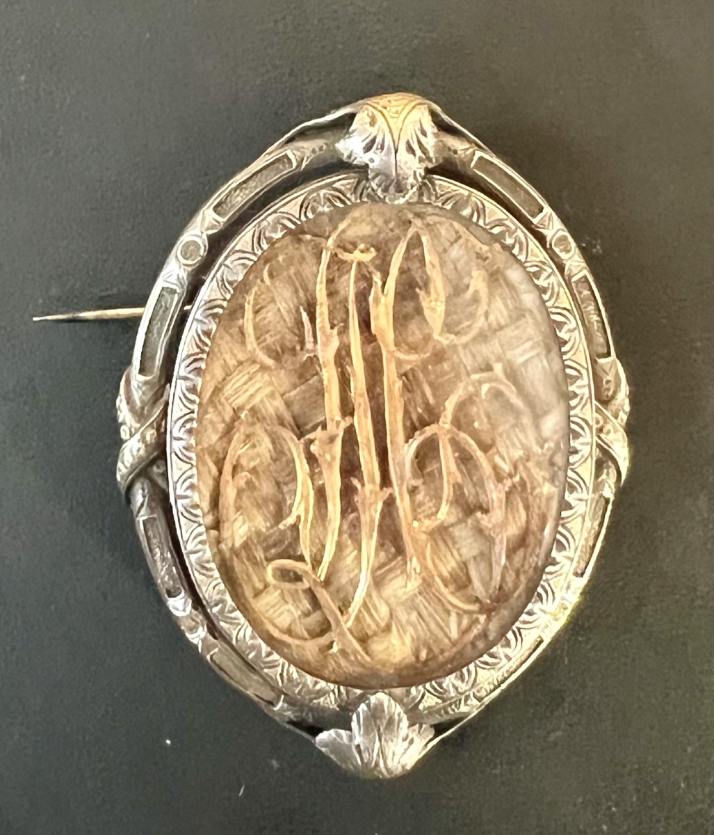 Antic Brooch Silver And Gold Reliquary Braided Hair-photo-4