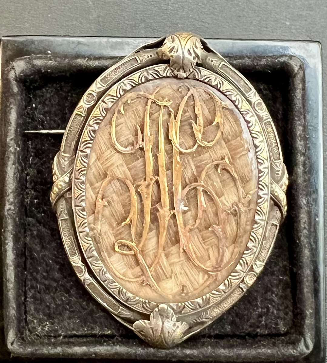 Antic Brooch Silver And Gold Reliquary Braided Hair-photo-3