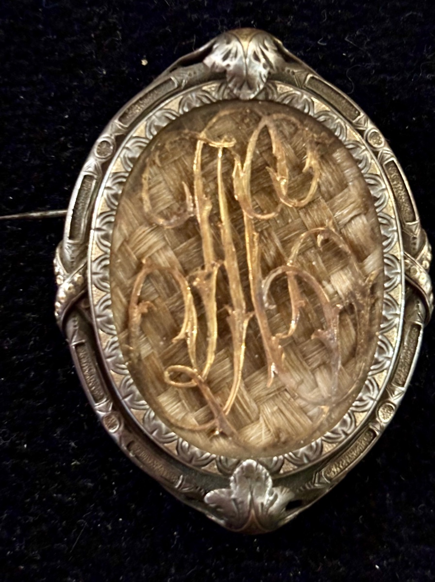 Antic Brooch Silver And Gold Reliquary Braided Hair-photo-4