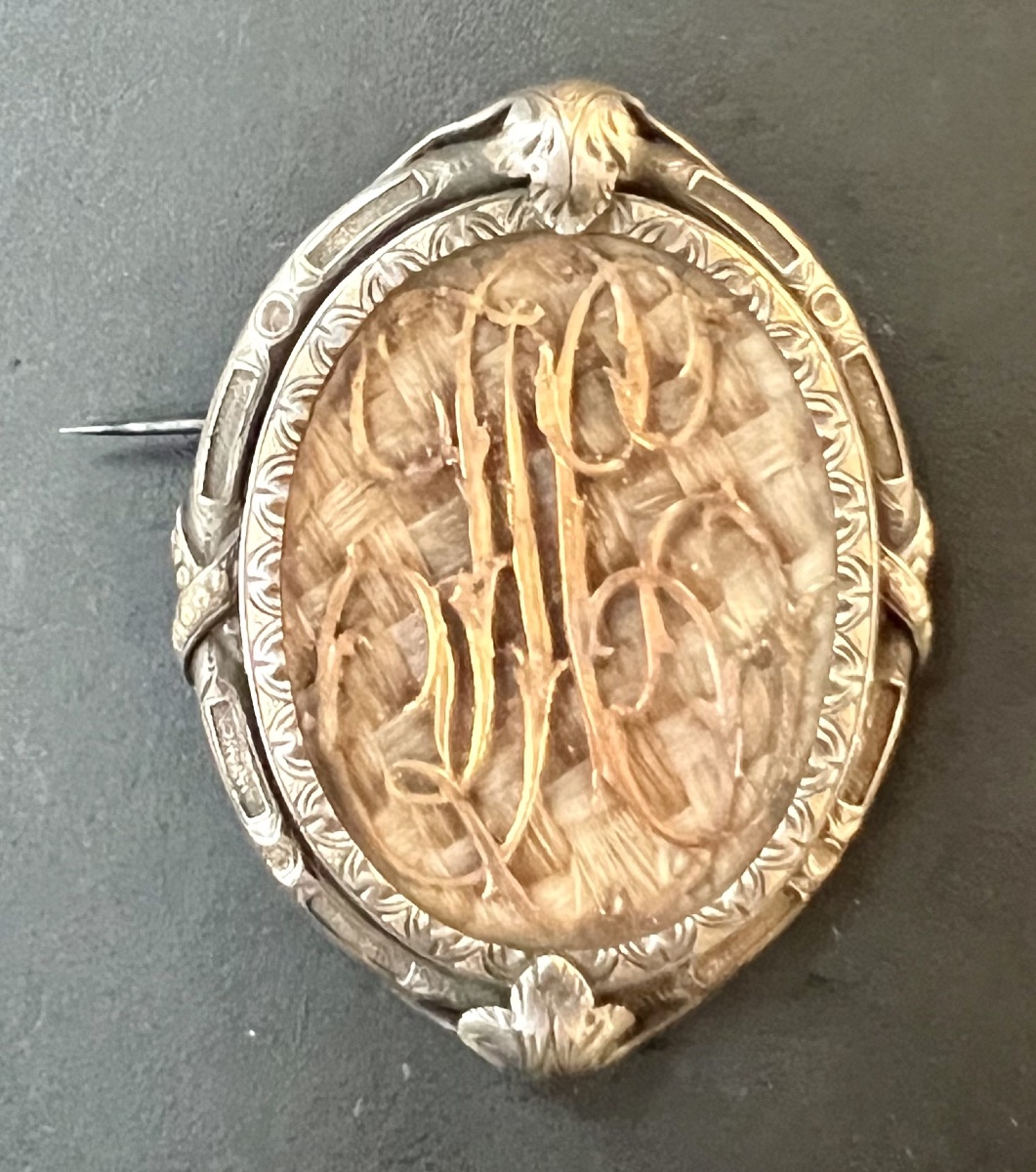 Antic Brooch Silver And Gold Reliquary Braided Hair