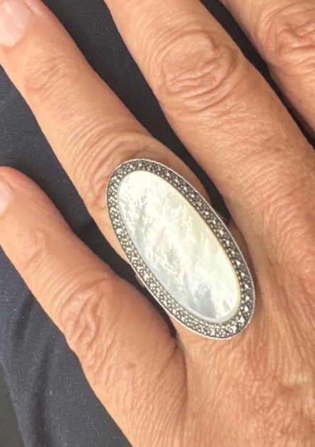 Bague argent Nacre marcassites-photo-4