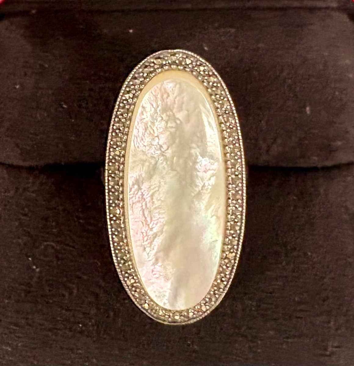 Silver Ring Mother-of-pearl Marcasites-photo-1