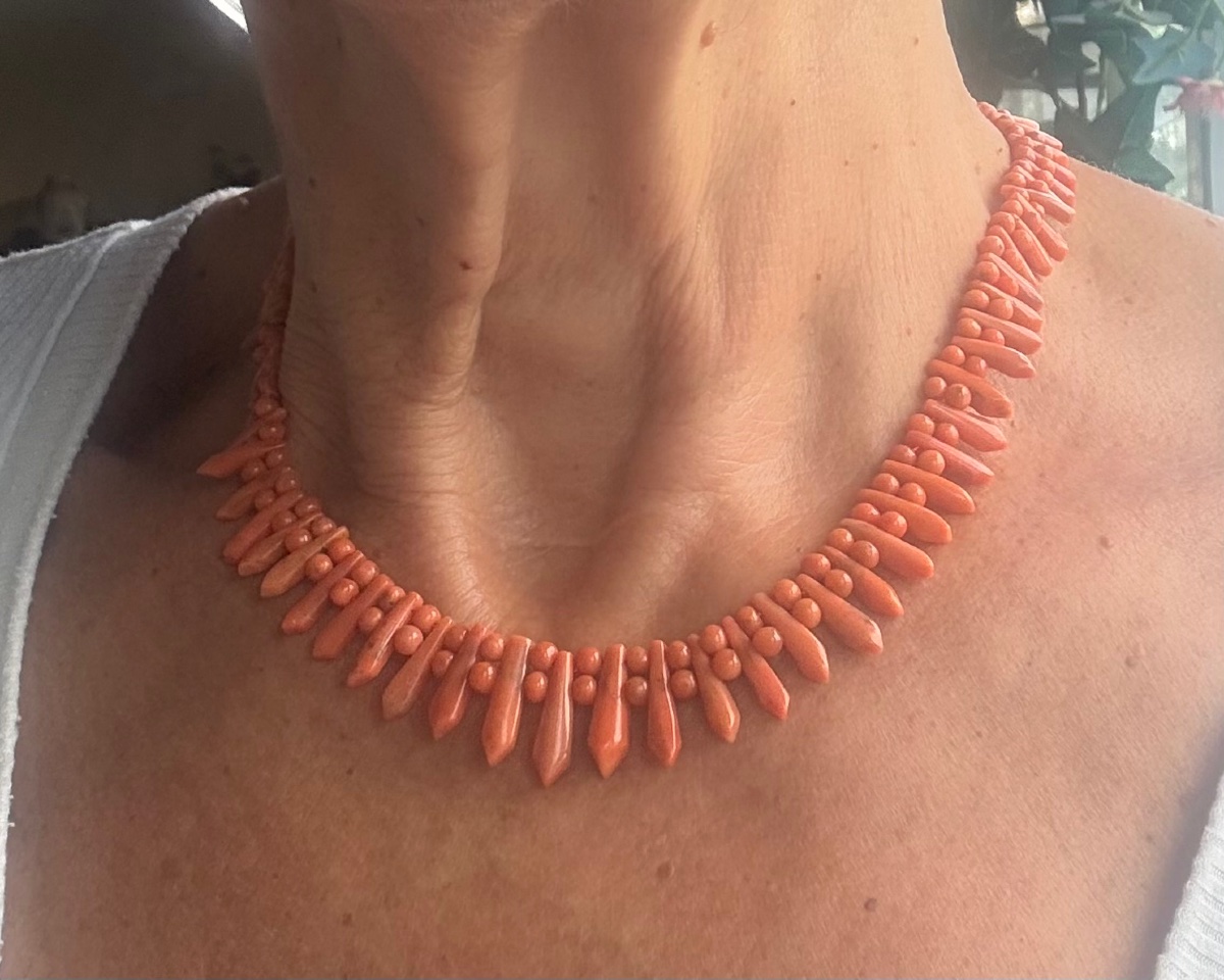 Collier corail ancien -photo-2