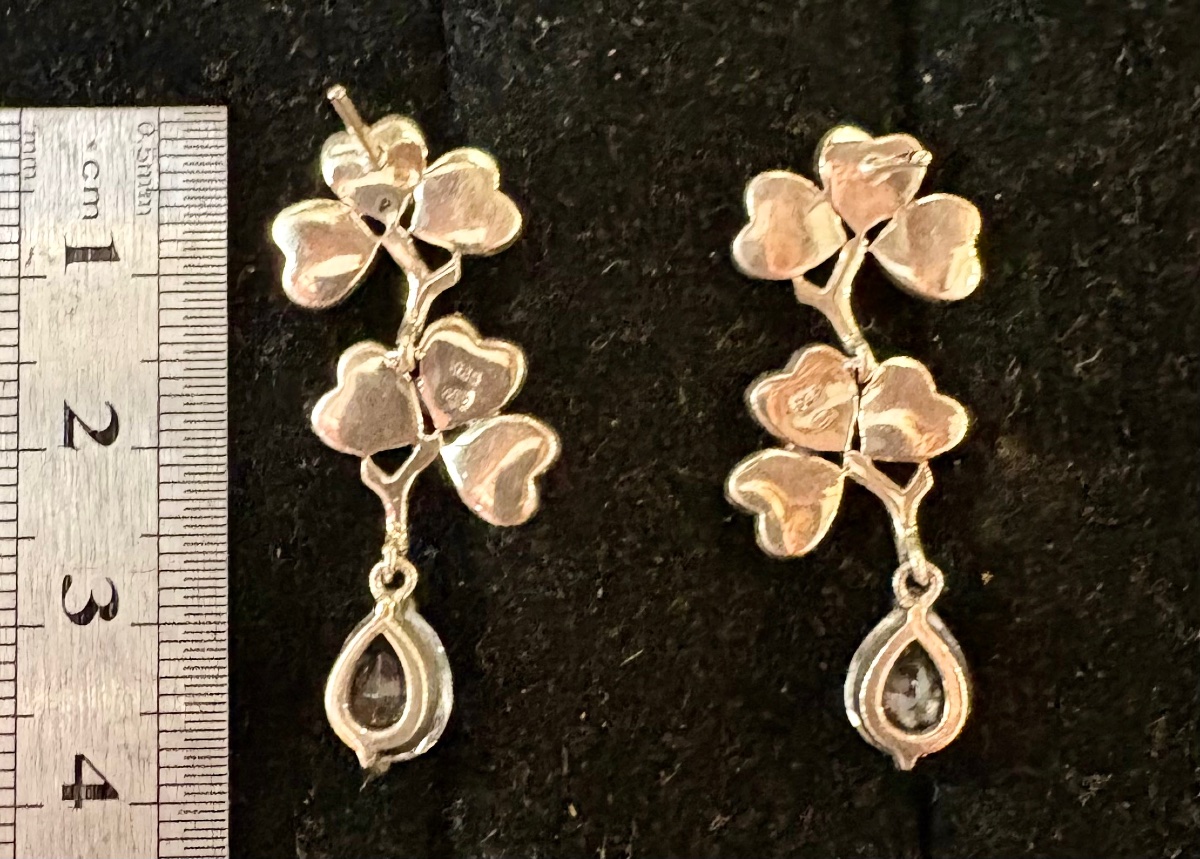 Boucles d oreilles argent cristal de roche et marcassites -photo-1